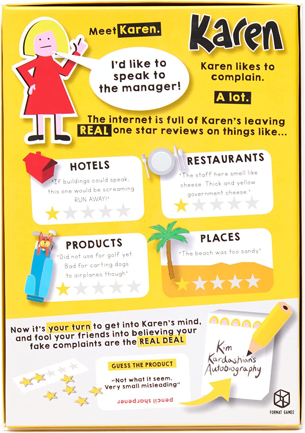 Format Games Karen Party Game | Based on Real One-Star Reviews | 3-10 Players | Ages 14+