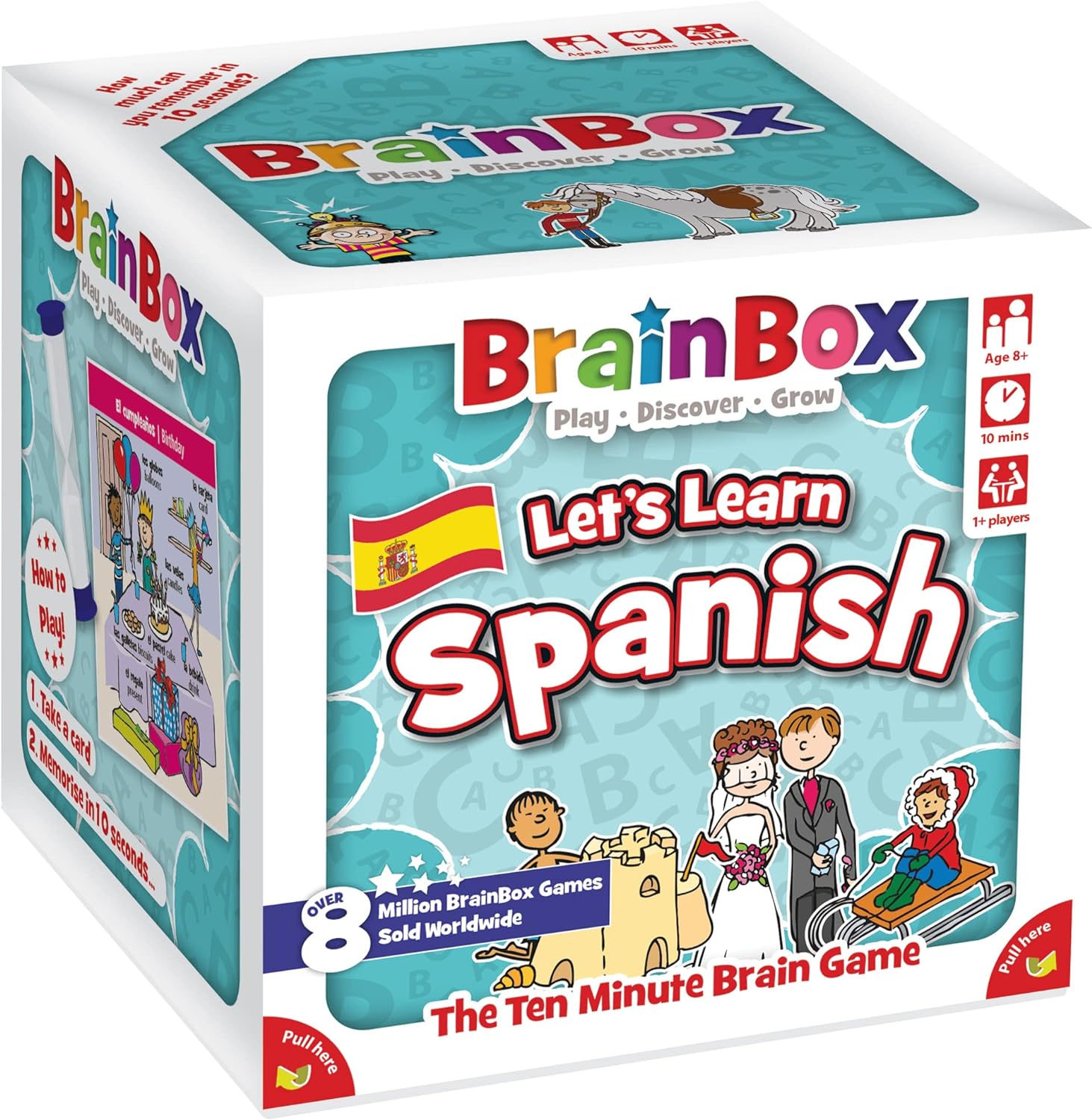 Brainbox Let's Learn Spanish Card Game for Ages 8+ | 1+ Players | 10 Minute Play