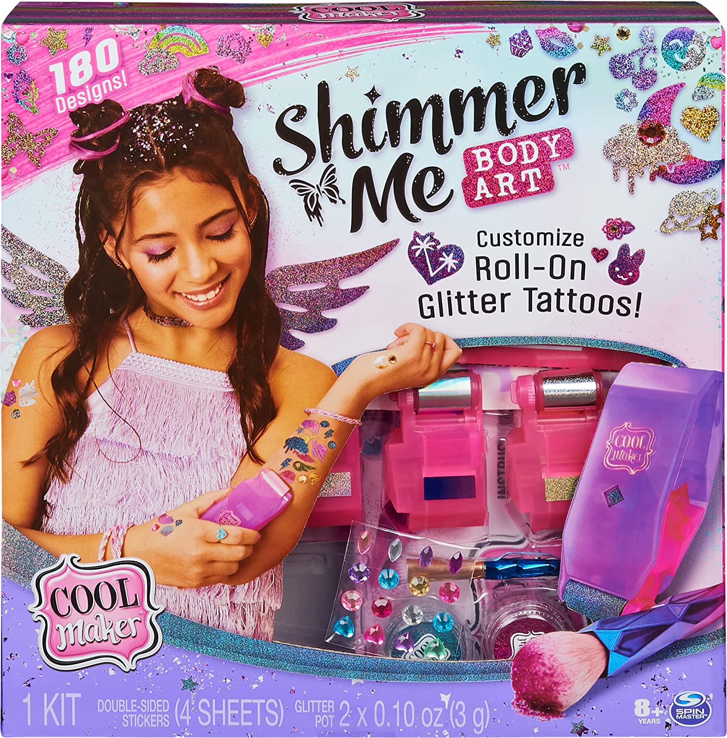 Cool Maker Shimmer Me Body Art Roller Kit with 4 Metallic Foils & 180 Designs