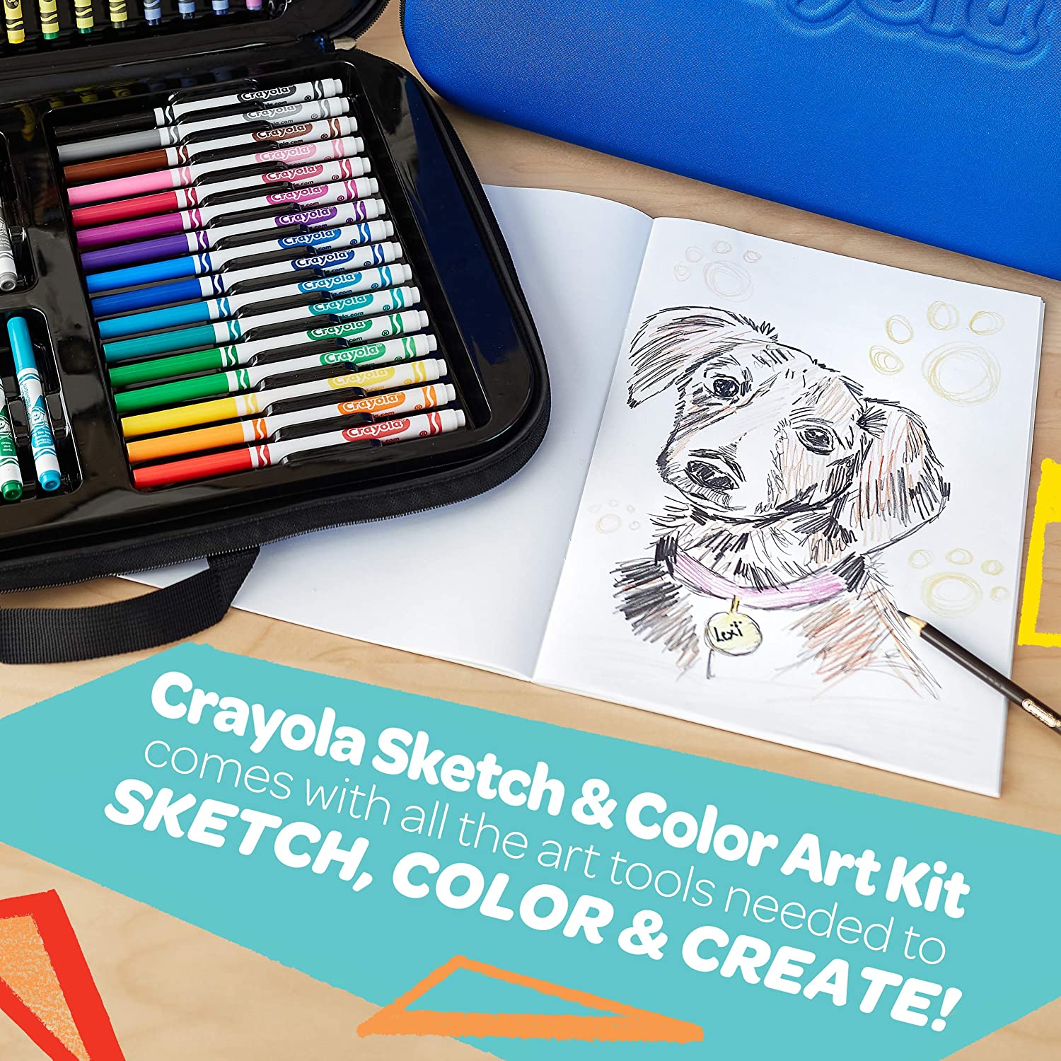 Crayola - Sketch & Color Art Kit 70+ Piece Set with Sketchbook