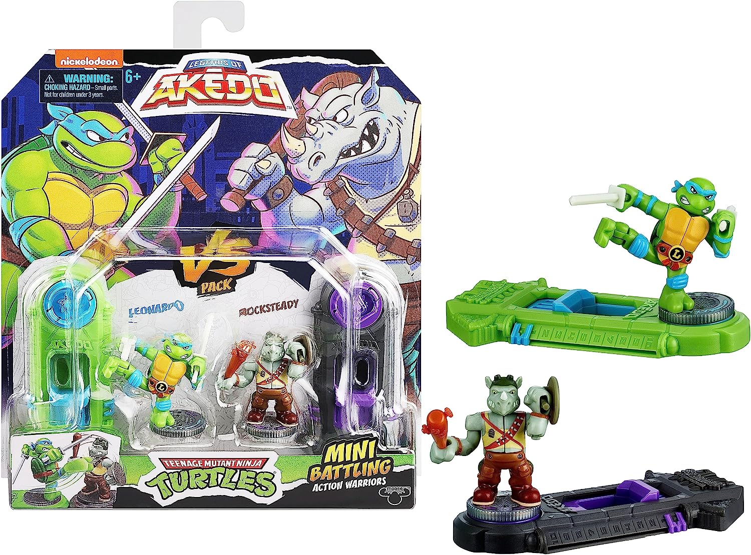 Legends Of Akedo Teenage Mutant Ninja Turtles: Leonardo vs Rocksteady Mini Battling Warriors Versus Pack