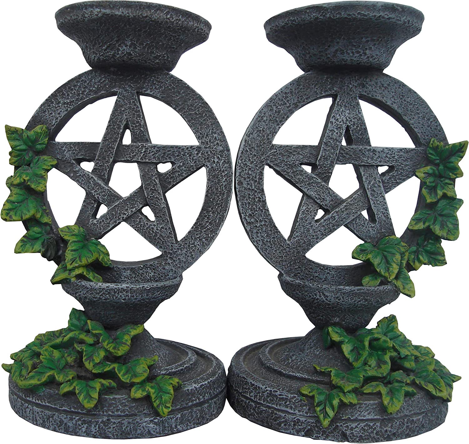Nemesis Now Gothic Pentagram Candle Holders Set of 2 in Resin