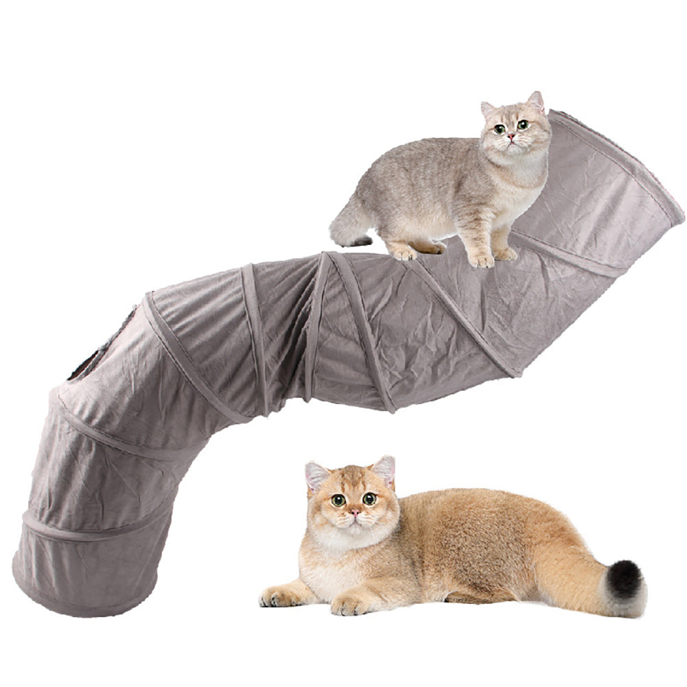 Yachew Collapsible S-Shape Cat Tunnel - Interactive Pet Play Tunnel with Peepholes 1