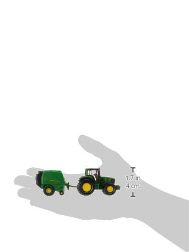SIKU John Deere Tractor with Round Baler and 2 Bales 1:72 Scale | Metal/Plastic | Green 8