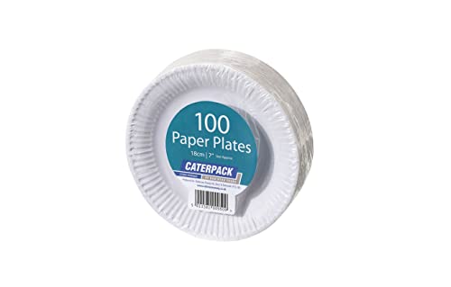 Caterpack - CPD Jena Disposable Paper Plates (1641) - 7-Inch White Paper Plates, Pack of 100