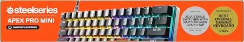 SteelSeries Apex Pro Mini Gen 3 - 60% Gaming Keyboard with OmniPoint 3.0 Hall Effect Switches - Adjustable Actuation, Rapid Trigger, Protection Mode - Black - US QWERTY 24