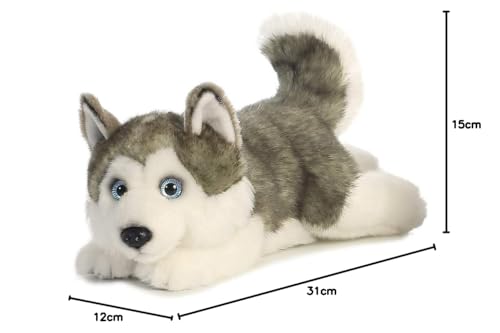 AURORA MiYoni Husky Lying Stuffed Toy | 11 Inches | Grey | Suitable from Birth 3