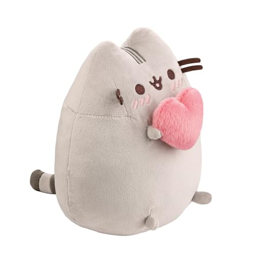 AURORA Pusheen with Heart Soft Toy | 9In Grey Plush | Eco-Friendly Fill | Suitable from Birth 3