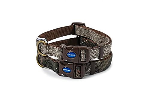 Ancol Country Check Adjustable Dog Collar - Brown Nylon | Fits Neck 30-50cm 3
