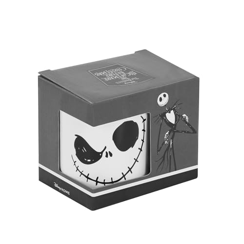 Nightmare Before Christmas Face Mug - Black Ceramic Coffee Mug with Gift Box, 13 x 9.5 cm