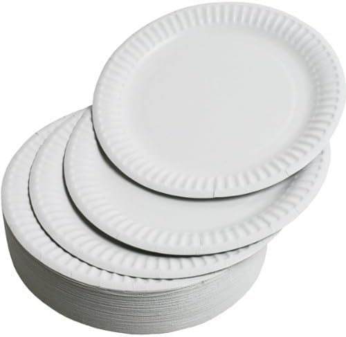 bar@drinkstuff White Paper Plates - Pack of 100 | 23cm Diameter | Disposable 3