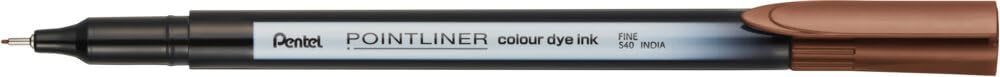 Pentel S40 Pointliner Fineliner Pen - 0.4mm Line Width | Walnut Brown Ink | Metal Clad Tip