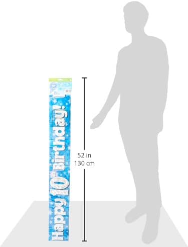 OakTree Happy 10th Birthday Foil Holographic Banner - Blue, 9 ft 2