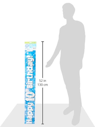 OakTree Happy 10th Birthday Foil Holographic Banner - Blue, 9 ft 12