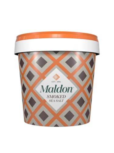 Maldon Smoked Sea Salt Tub, 500 g - Hand-Harvested, Oak-Smoked, Gourmet Seasoning for Chefs and Home Cooks