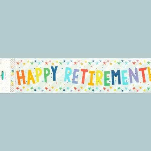 amscan Happy Retirement Banner - Metallic Silver Foil | 2.7m Length | Rainbow Message 4