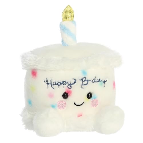 AURORA Palm Pals Happy Birthday Cake Soft Toy | 13cm | White | Suitable from Birth