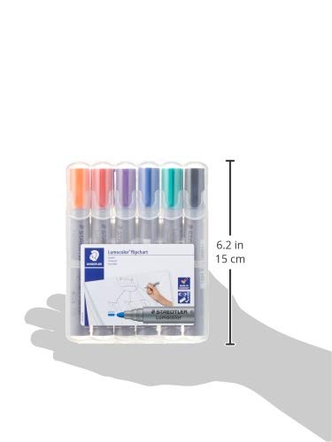 STAEDTLER 356 WP6 Lumocolor Flipchart Markers - Assorted Colours Pack of 1 (6 Count )