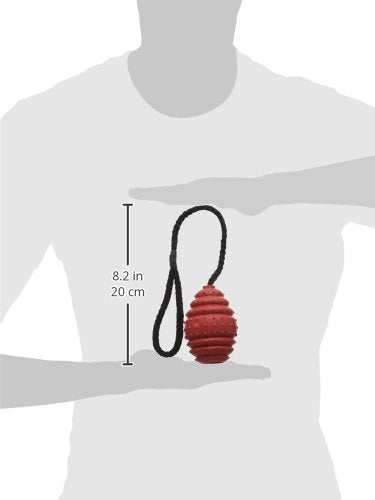 CLASSIC Rubber Oval Ball on a Rope - Large, 100mm, Red/Black | Durable Chew Toy | Medium to Large Dogs
