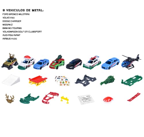 Majorette Vehicles Advent Calendar - 24-Day Holiday Playset with 8 Die-Cast Cars 7