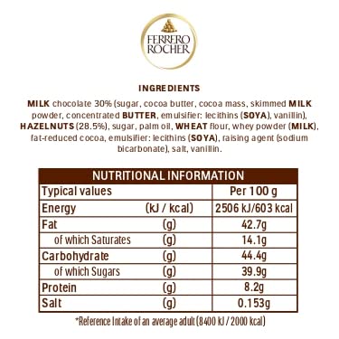 Ferrero Rocher Pralines Chocolate Box - Whole Hazelnut in Milk Chocolate | 16 Pieces (200g) 9