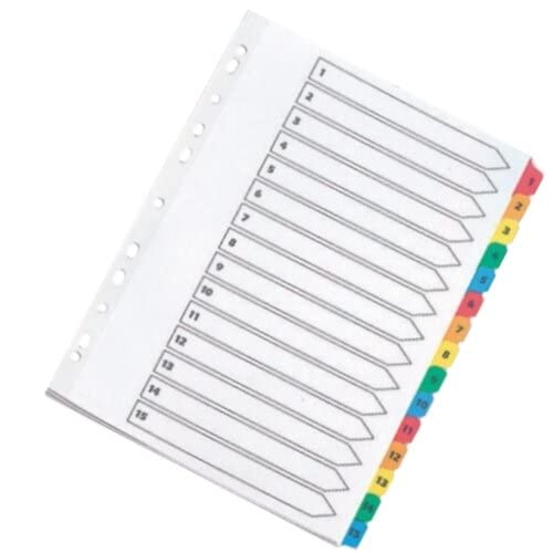 Q-Connect A4 Multi-Punched Index Dividers - 15 Part Numbered Tabs | Mylar Reinforced 3