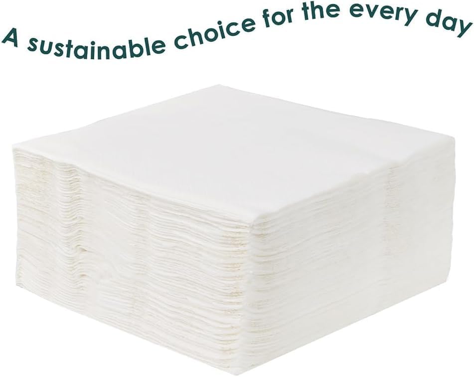 Talking Tables Table Kind Soft White Napkins - 50 Pack | 3-Ply 33cm | Eco-Friendly Home Compostable 5