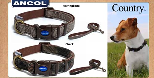 Ancol Country Herringbone Adjustable Dog Collar - Brown Nylon Base | Fits 30-50cm Neck 5