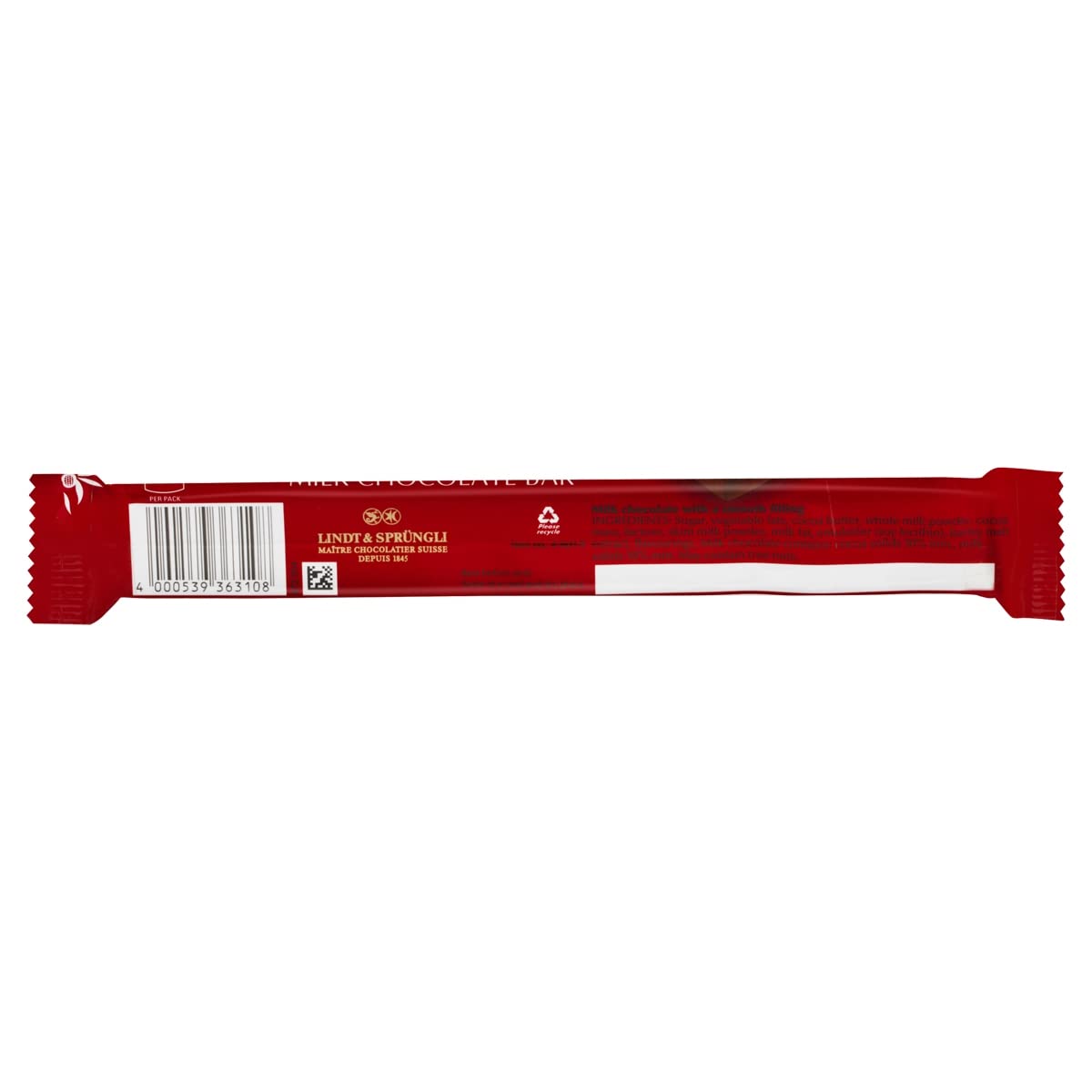 Lindt LINDOR Milk Chocolate Bars - Irresistibly Smooth Filling | 38g Bar | 24 Pack
