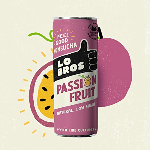 Lo Bros Kombucha - Passionfruit - Sparkling Refreshing Drink with Natural Ingredients