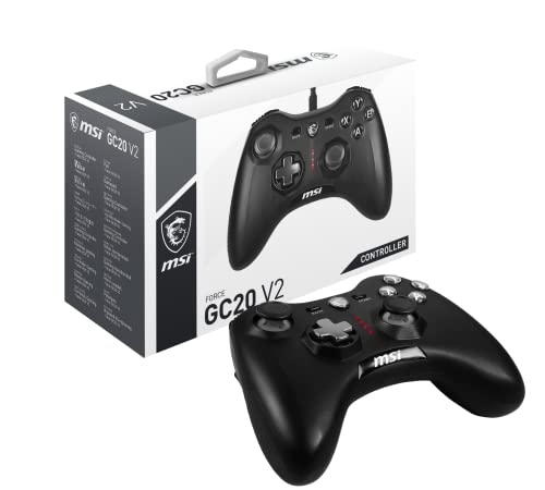 MSI FORCE GC20 V2 Wired Gamepad Controller - Interchangeable D-Pad, Dual Vibration, USB 2.0 for PC & Android