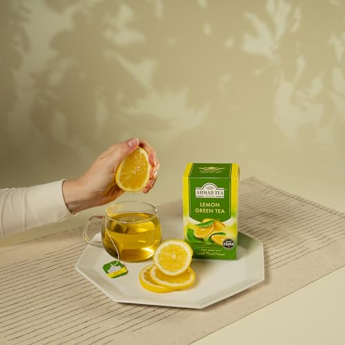 Ahmad Tea Lemon Vitality Green Tea | 20 Individually Foil-Wrapped Teabags | Fresh Citrus Green Tea Blend