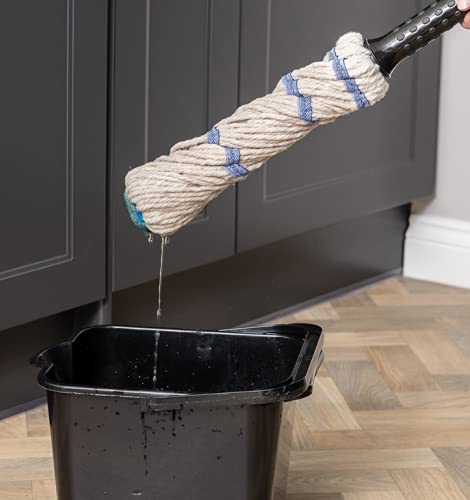 Addis Twist Mop - Self Wringing Mechanism | Thick Absorbent Cotton Strands | Graphite/Metallic/White