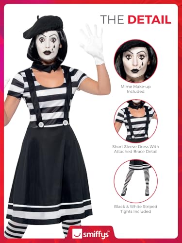 Smiffys Lady Mime Artist Costume - Adult Women's Size 12-14 (24627S)