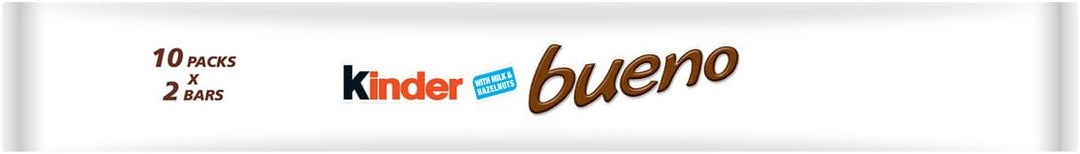 Kinder Bueno Milk Chocolate & Hazelnuts Multipack, 10 x 43g (430g) – Individually Wrapped Chocolate Bars with Crispy Wafer and Creamy Hazelnut Filling