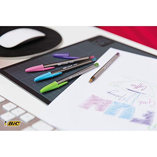 BIC Cristal Fun Ballpoint Pens Wide Point (1.6 mm) – Assorted Colours, Pouch of 10, 921342