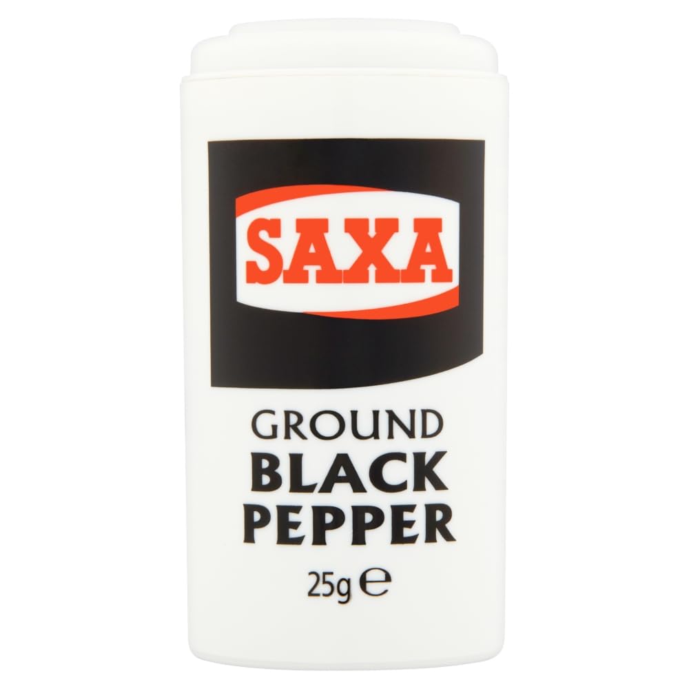 Saxa Ground Black Pepper - Premium Aromatic Seasoning | 25g Shaker