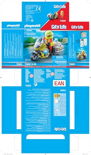 Playmobil 71205 Rescue Emergency Motorcycle with Flashing Lights - Action Figure Playset for Kids 4+ 14