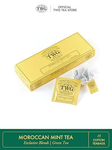 TWG Tea Moroccan Mint Tea - Green Tea with Spearmint Leaves - 15 Hand-Sewn Cotton Teabags - Gift Set 11