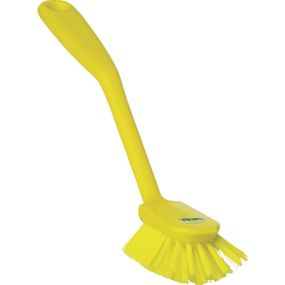 Vikan Dish Brush with Scraping Edge - Medium, Yellow, 280 mm