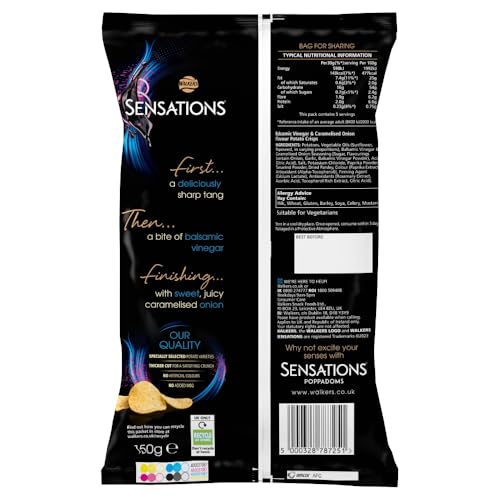 Walkers Sensations Balsamic Vinegar & Caramelised Onion Sharing Crisps 150g