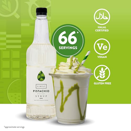 Simply - Pistachio Syrup, Vegan & Nut Free Flavoured Syrup for Coffee, Cocktails & Beverages