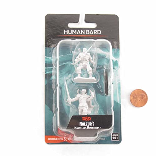 WizKids Nozurs Marvelous Miniatures - Human Bard Male Unpainted D&D Miniature | 2 Pieces 2