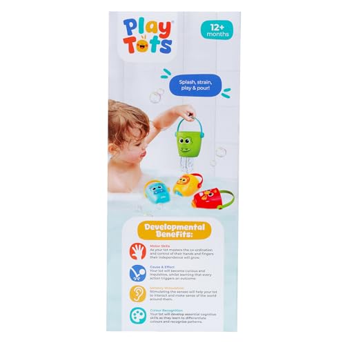 Play Tots Animal Bath Buckets - 4-Piece Stackable Bath Toy Set for Toddlers 9