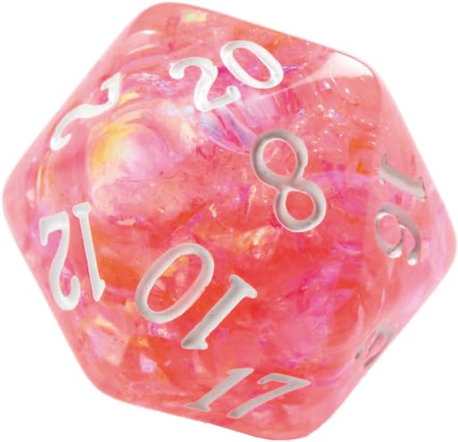 Gamegenic Candy-Like Series Peach Glitter Resin RPG Dice Set – 7-Piece Polyhedral Dice for Roleplaying Games 9