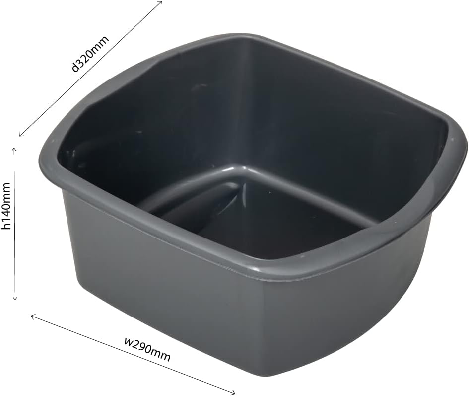 Addis - 8 Litre Small Rectangular Plastic Washing Up Bowl, Black 2
