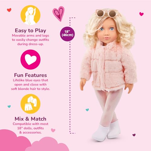 Our Generation Ava Doll - 18-inch Fashion Doll with Pink Faux-Fur Coat 11