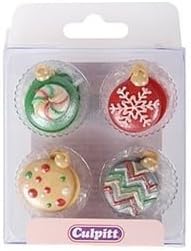 Culpitt - Christmas Bauble Sugar Pipings Edible Royal Icing Decorations Pack of 12 1