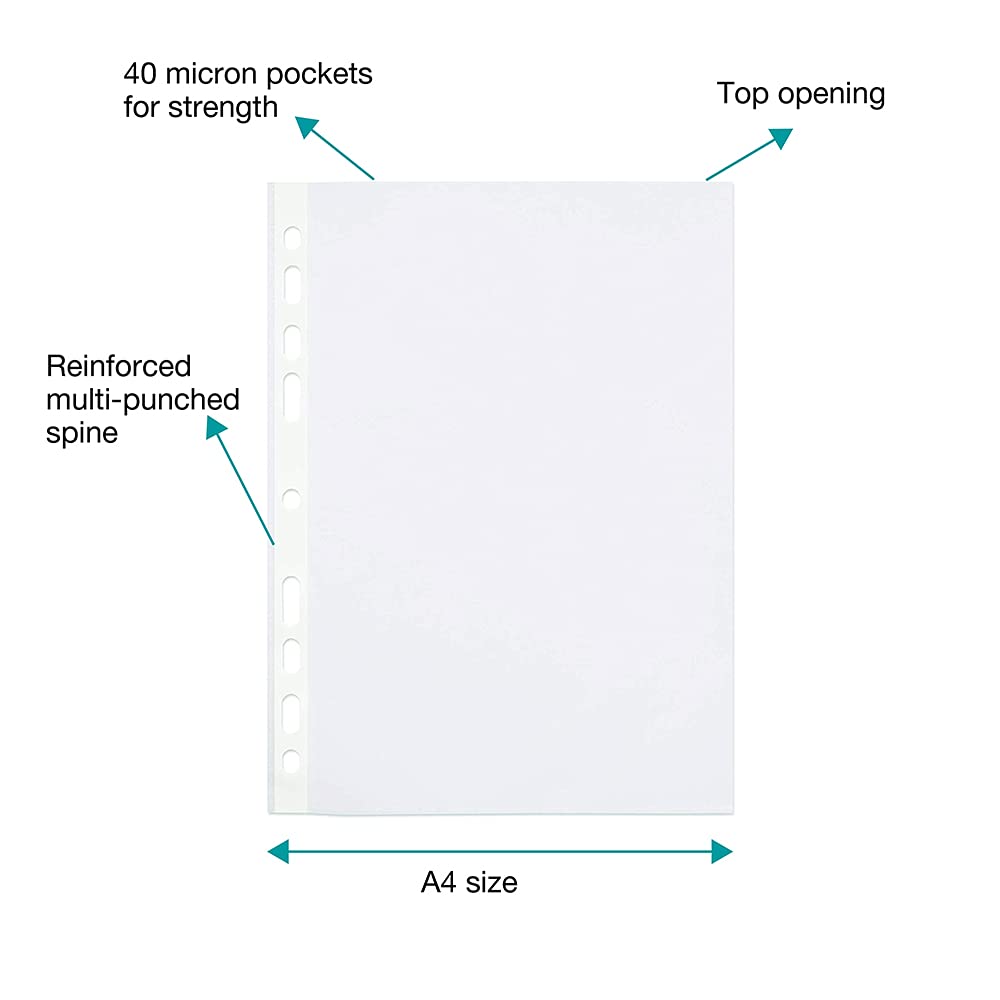 SUMMIT Punched Pockets A4 - Clear Embossed Finish | Universal Multi-Punch | 100 Pack 3