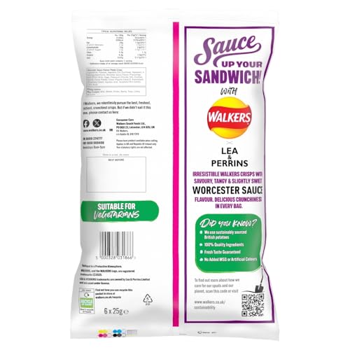 Walkers Worcester Sauce Flavour Crisps 45g (Case of 32)